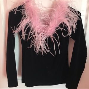 Vintage Velvet Pink Feather Top
